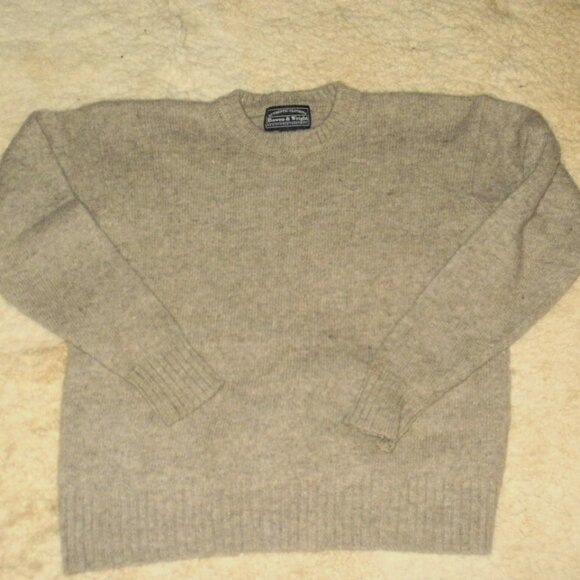 Bowen & Wright Cream Wool Sweater Grandpa Vintage  Sz L - Picture 1 of 4